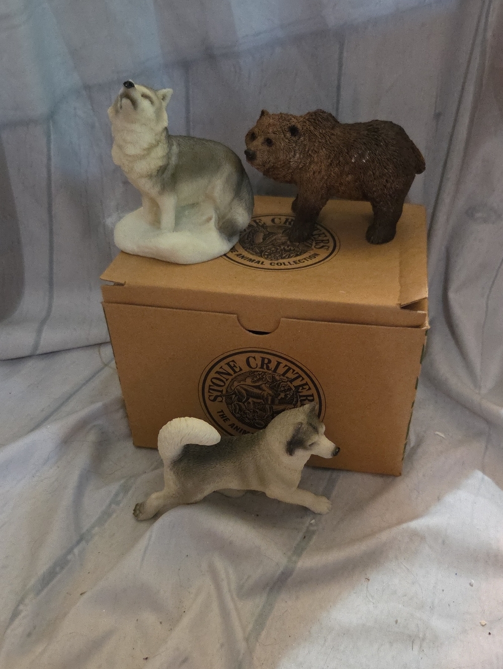 Stone Critter  Set - Decorative Wolf, Bear, Husky